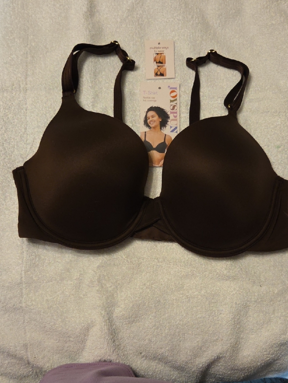 T-Shirt Molded Underwire Full Coverage Bra Brown. Converts To Racerback New 38C